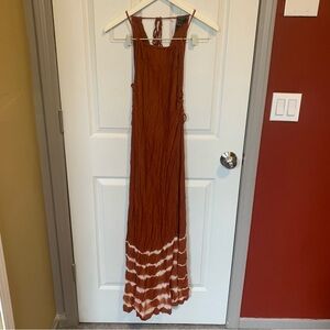 Forever 21 Rust Brown Tie-Dye Maxi Dress with Adjustable Straps